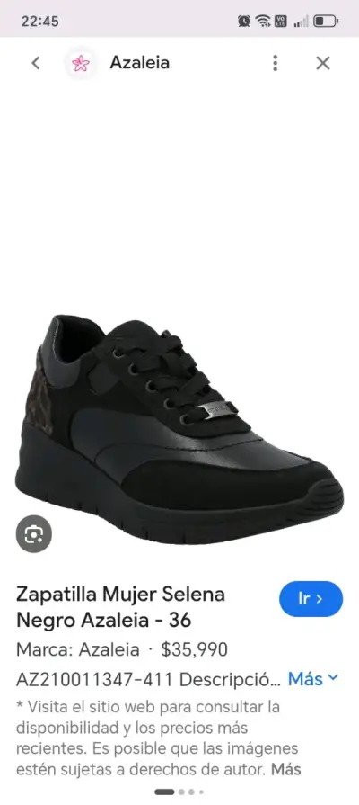 Zapatillas Mujer Negras Azaleia Selena Talla 39 - miniatura 1