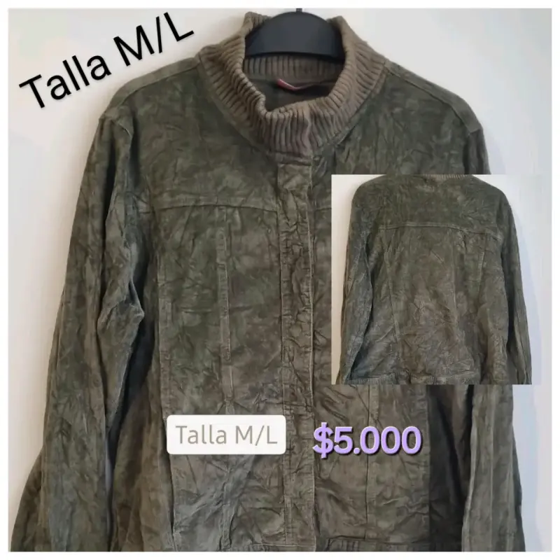 Chaqueta verde olivo, cotele, talla M/L
