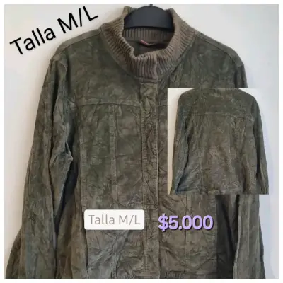 Chaqueta verde olivo, cotele, talla M/L - miniatura 1