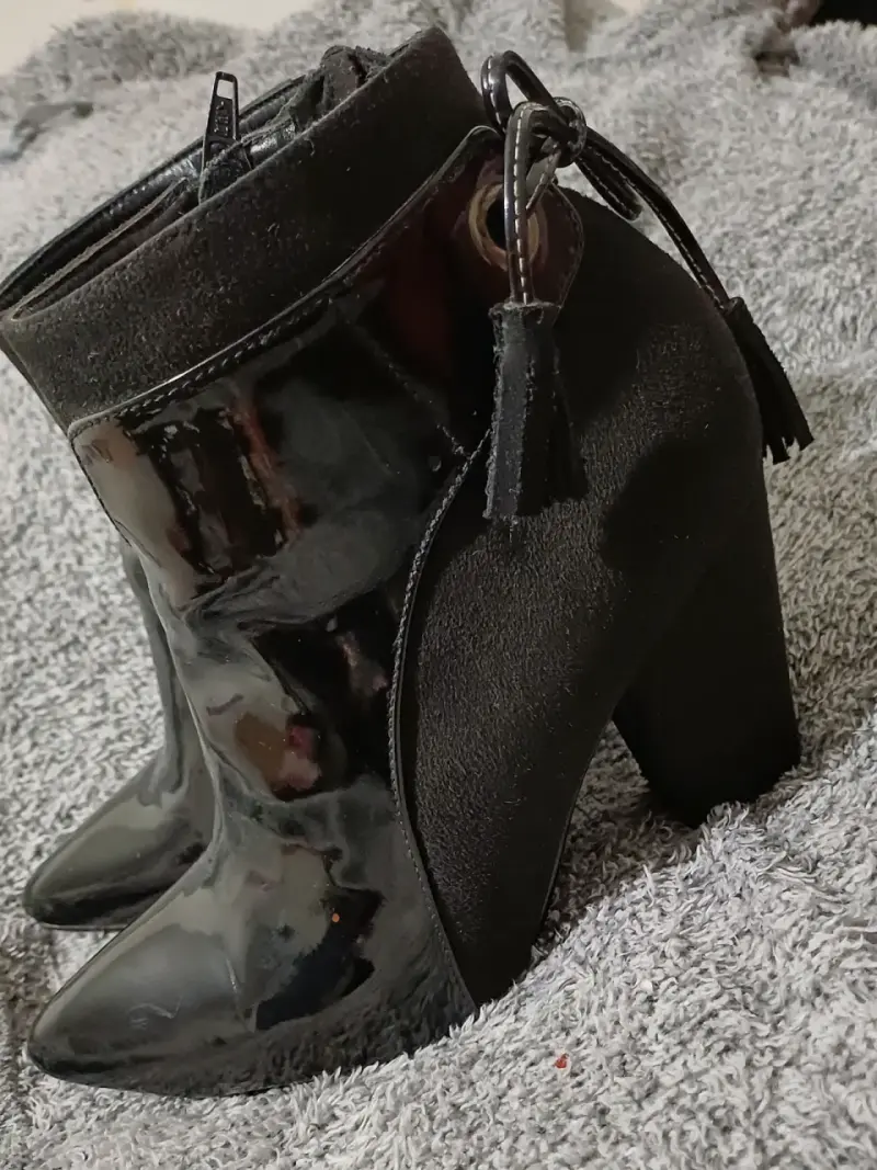 Botines de tacón alto negros de charol - 1