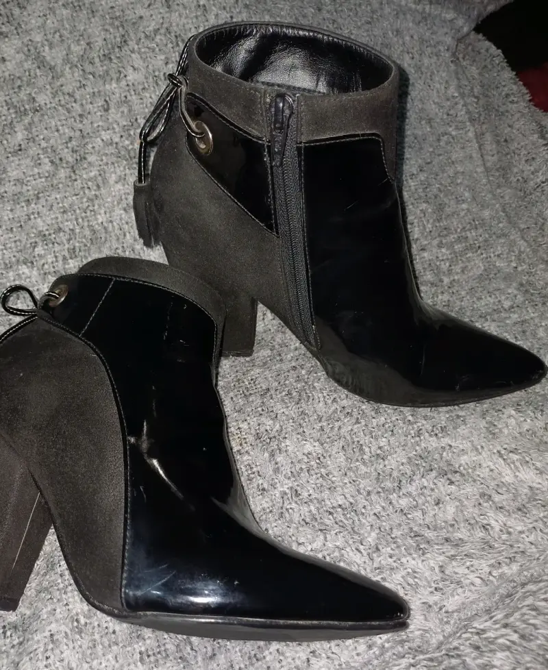 Botines de tacón alto negros de charol - 3