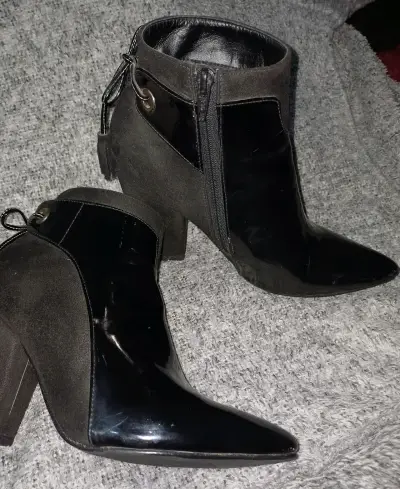Botines de tacón alto negros de charol - miniatura 3