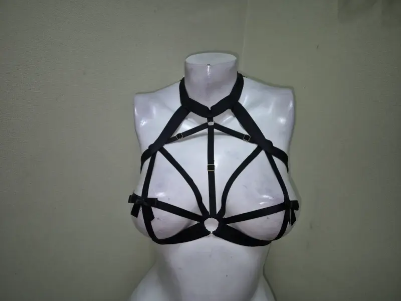Arnés de lencería negro estilo bondage - 5