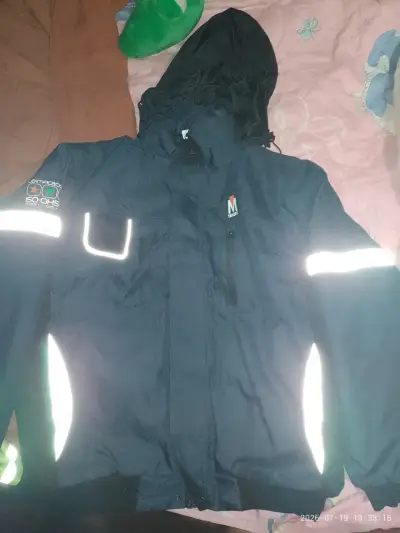 Chaqueta de trabajo reflectante azul con capucha - miniatura 5