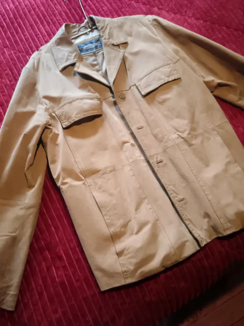Chaqueta beige de cuero para hombre - 3