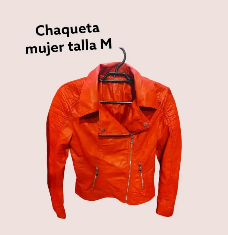 Chaqueta de cuero roja para mujer talla M