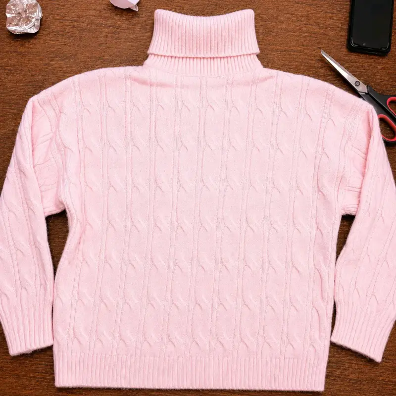 Suéter de cuello alto rosado para mujer