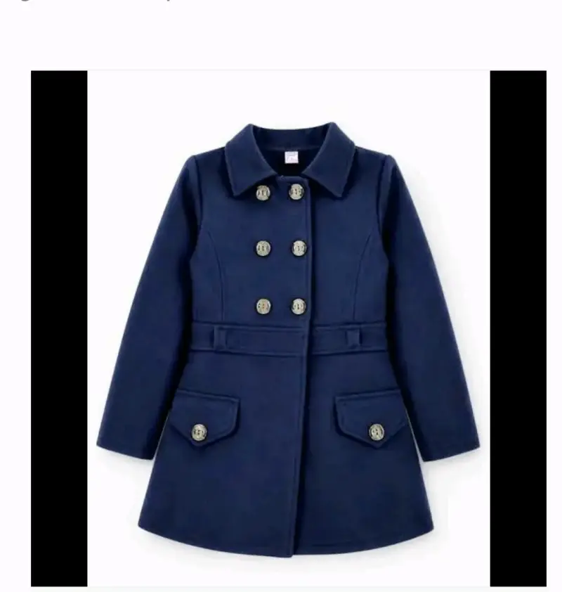 Abrigo azul marino para niña con botones decorativos