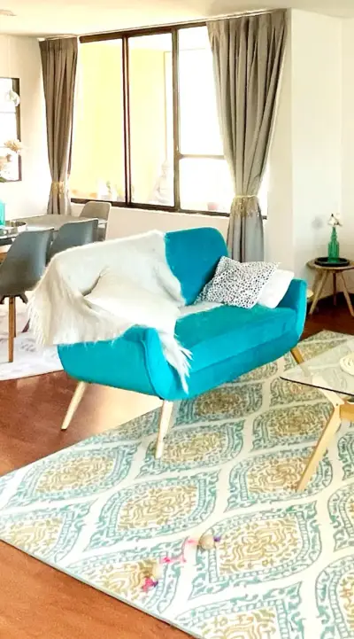 Sillón Homy de 2 cuerpos – Terciopelo turquesa - miniatura 1