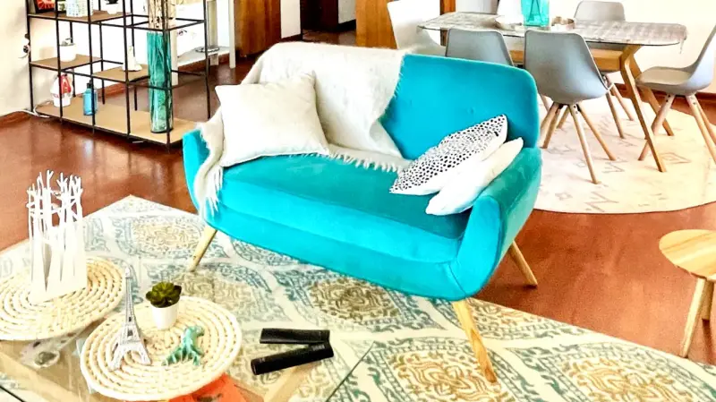 Sillón Homy de 2 cuerpos – Terciopelo turquesa - 2