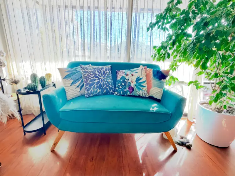 Sillón Homy de 2 cuerpos – Terciopelo turquesa - 3