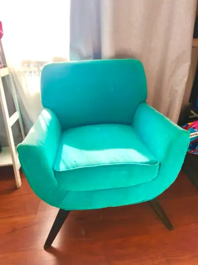 Poltrona Homy de terciopelo turquesa - miniatura 1