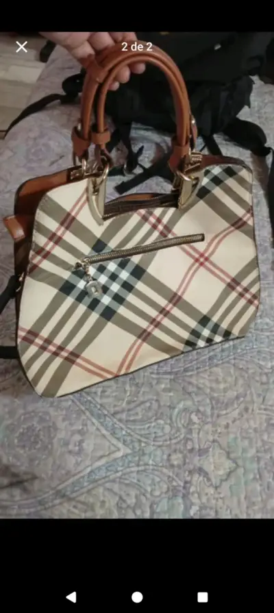 Bolso de mano con diseño a cuadros elegante - miniatura 1