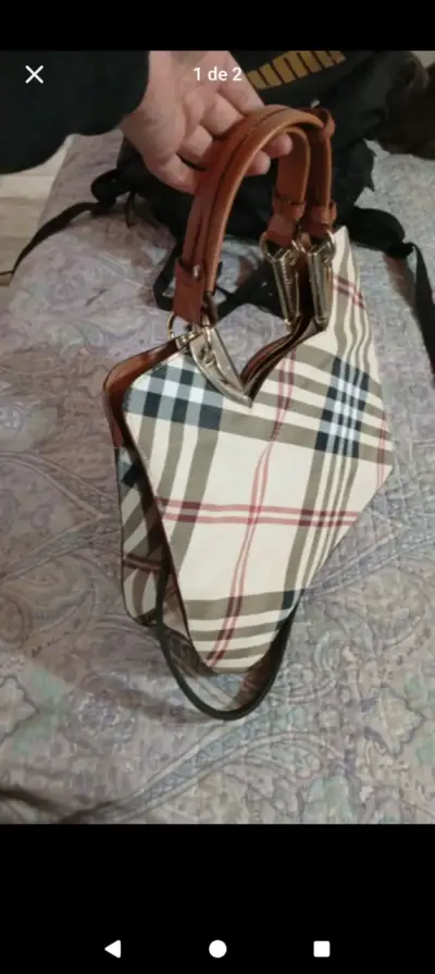 Bolso de mano con diseño a cuadros elegante - miniatura 2