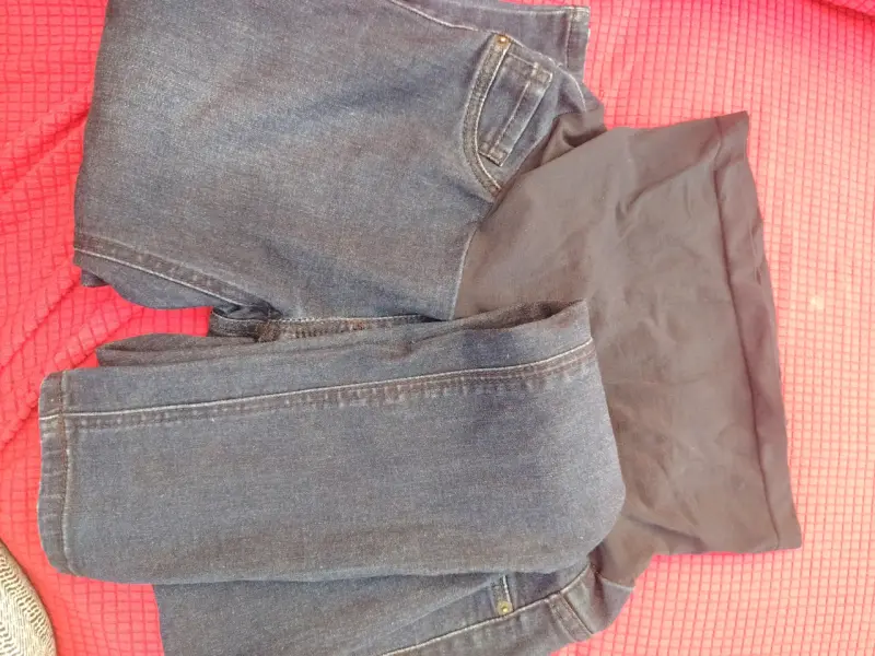 Jeans maternales desgastados de mezclilla azul - 2