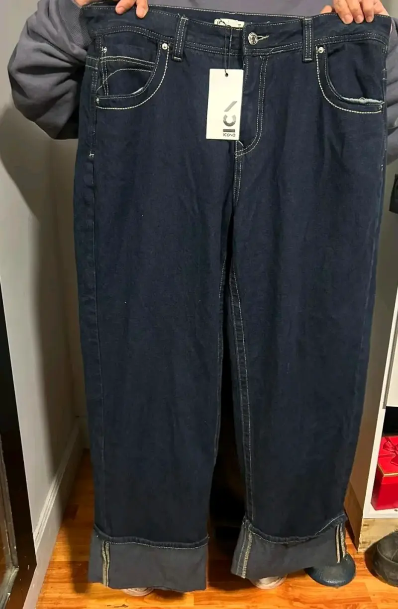 Jeans anchos azul oscuro para mujer - 1