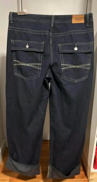 Jeans anchos azul oscuro para mujer - miniatura 2