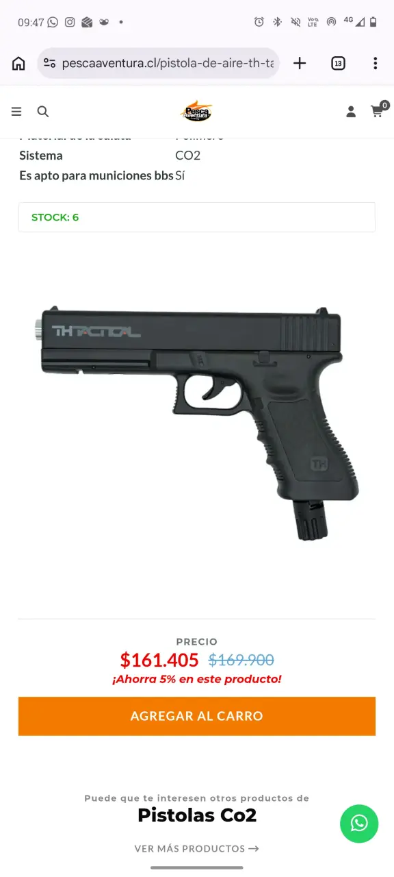 Pistola de aire CO2 TH Tactical