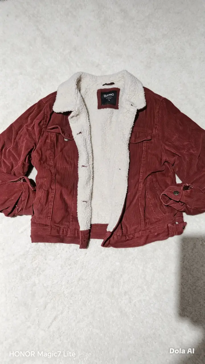 Chaqueta de pana roja con forro de lana Isamo - 1