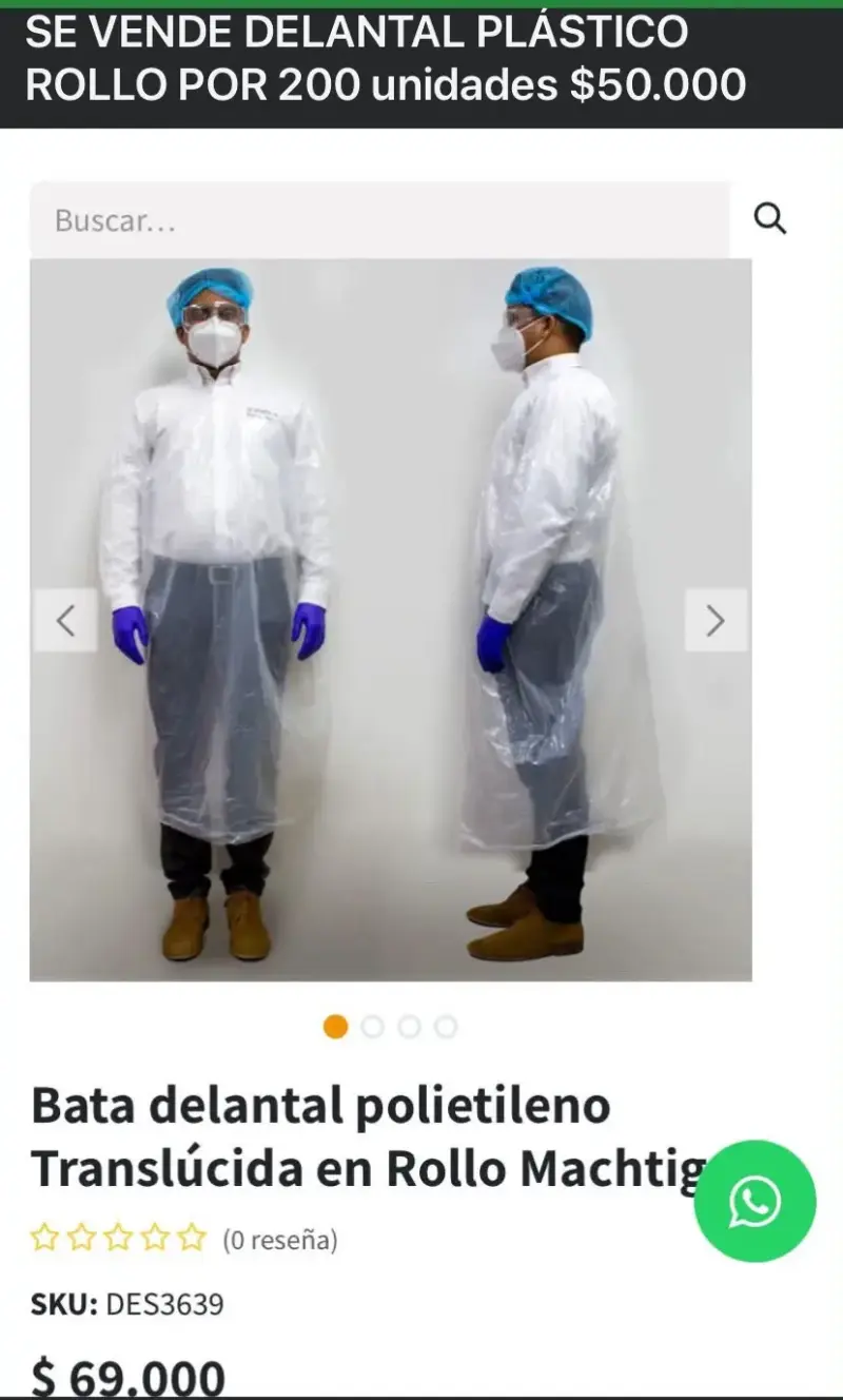Delantal plástico polietileno translúcido