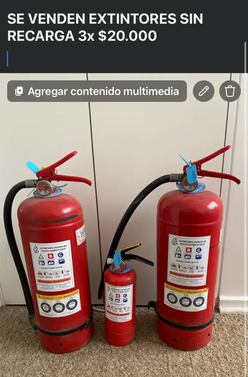 Extintores de polvo químico sin recarga