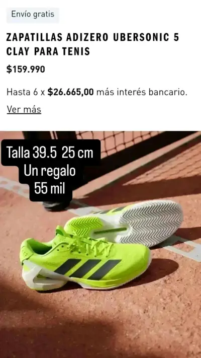 Zapatillas Adidas Adizero Ubersonic 5 Clay Tenis Verde - miniatura 1