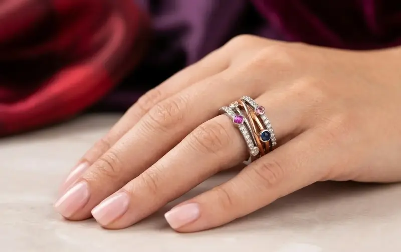 Anillo Ancho Entrelazado de Plata 925 y Circonitas - 2