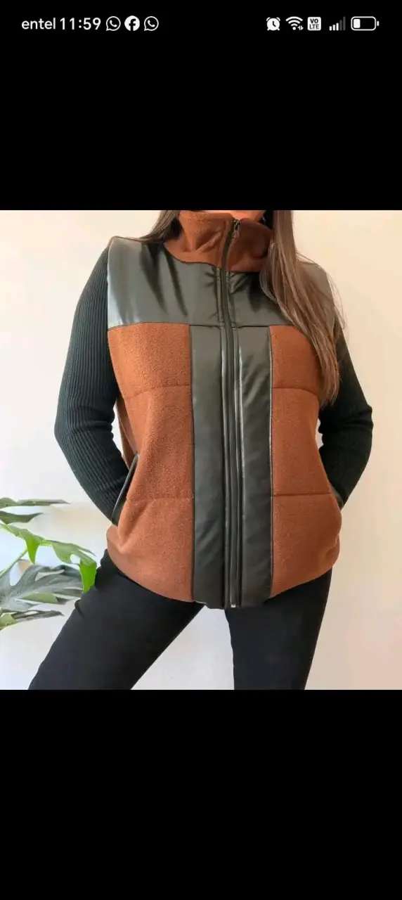 Chaqueta de mujer bicolor con cierre