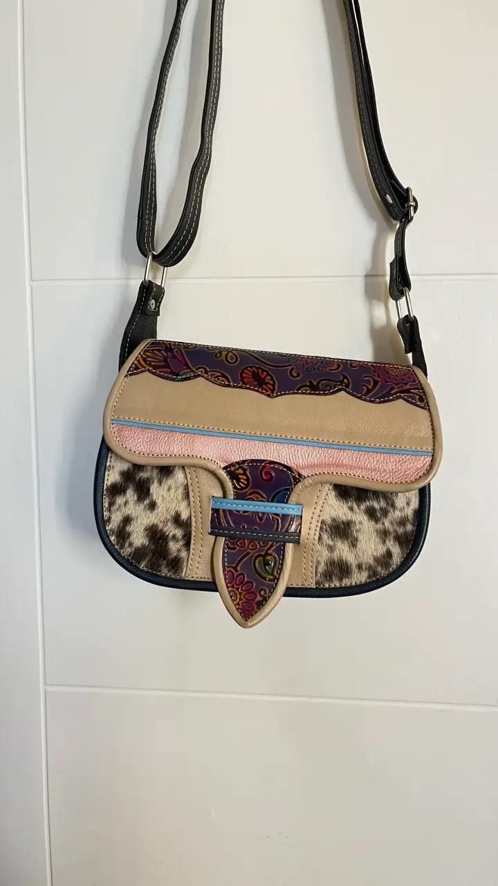 Bolso de cuero con diseño animal print y floral - 1