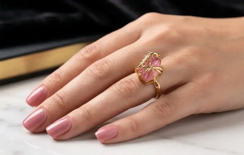 Anillo Cóctel "Ninfa Rosa" Diseño Libélula - 2