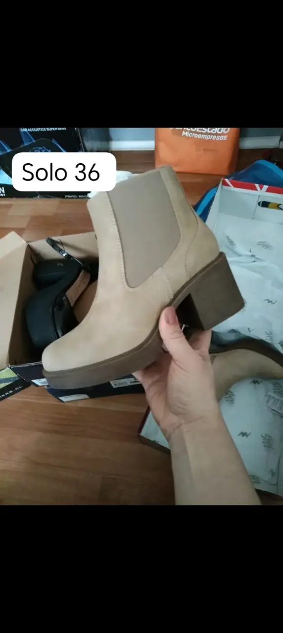 Botines beige de tacón talla 36