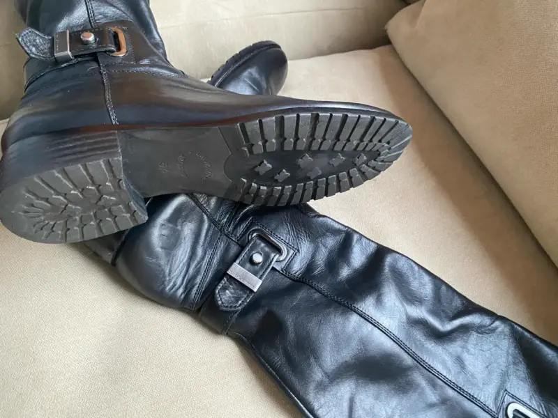 Botas de cuero negras con hebillas para mujer - 4