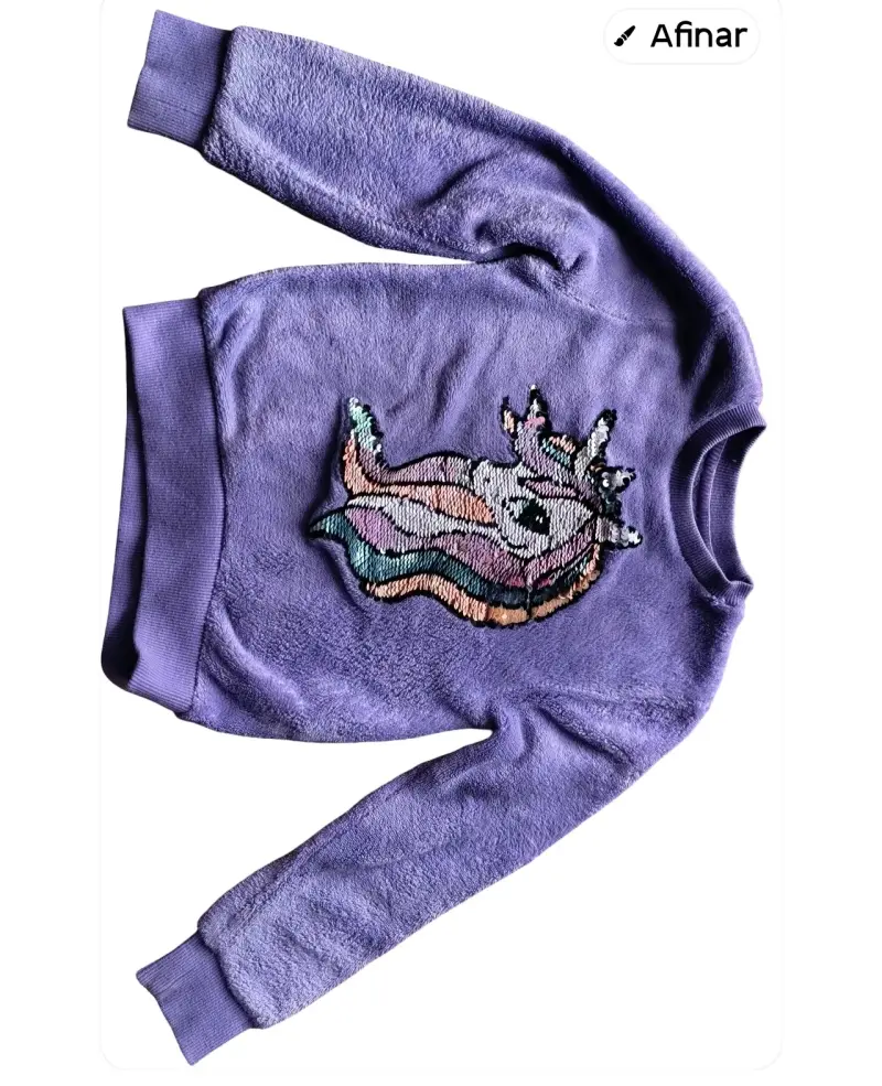 Polerón infantil morado con diseño de unicornio - 1