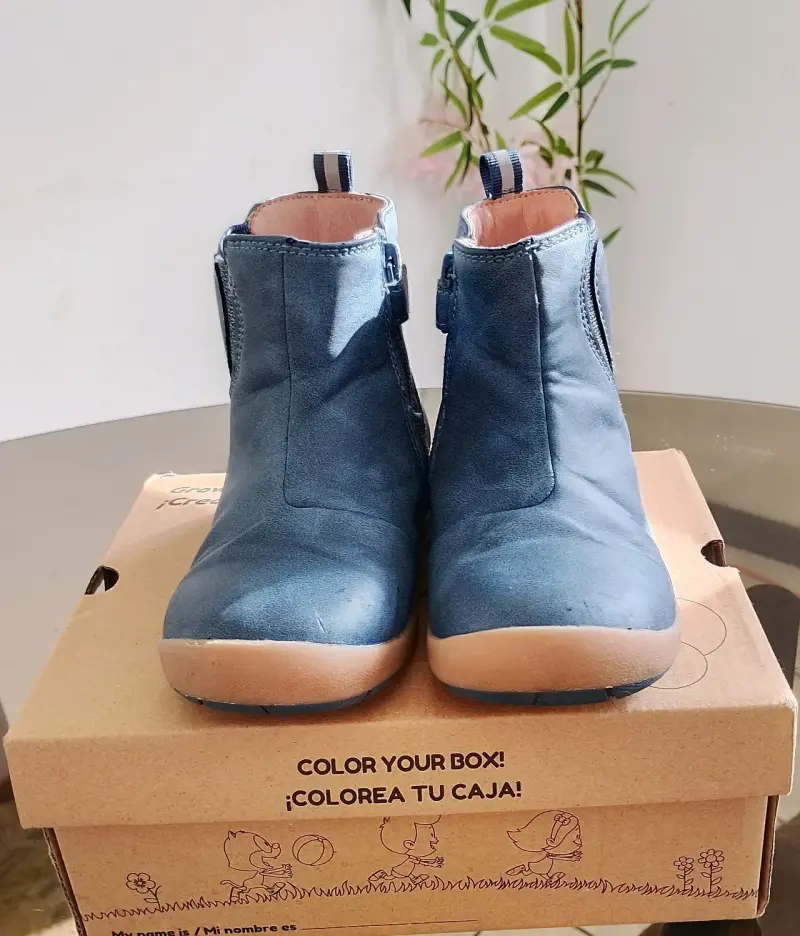 Botines de cuero azul para niñas - 1
