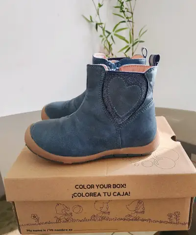 Botines de cuero azul para niñas - miniatura 2