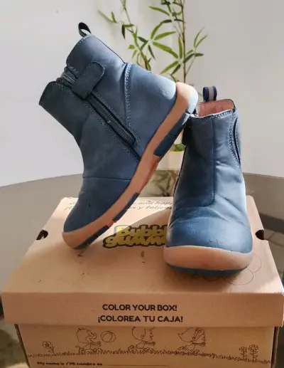 Botines de cuero azul para niñas - miniatura 3