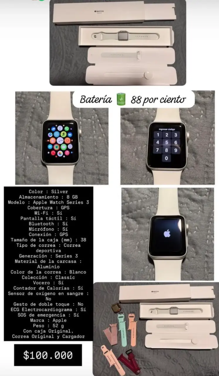 Apple Watch Series 3 GPS 38mm con correas adicion
