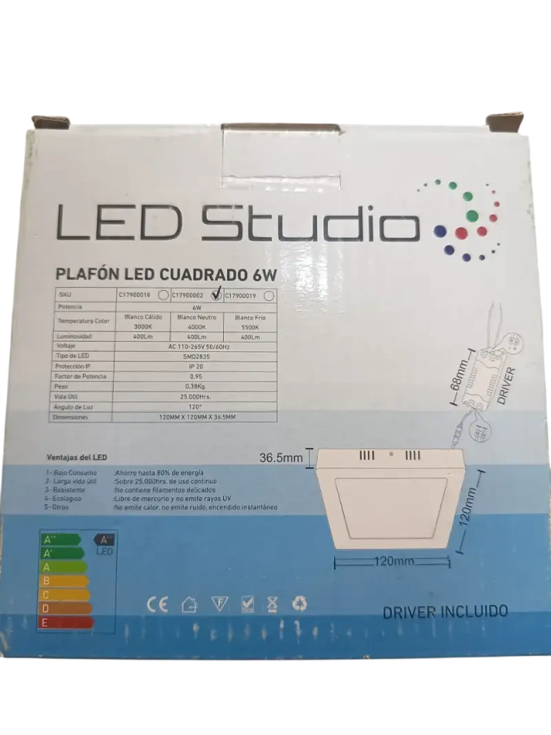 Panel Led Sobrepuesto Cuadrado 6w Neutra - 2