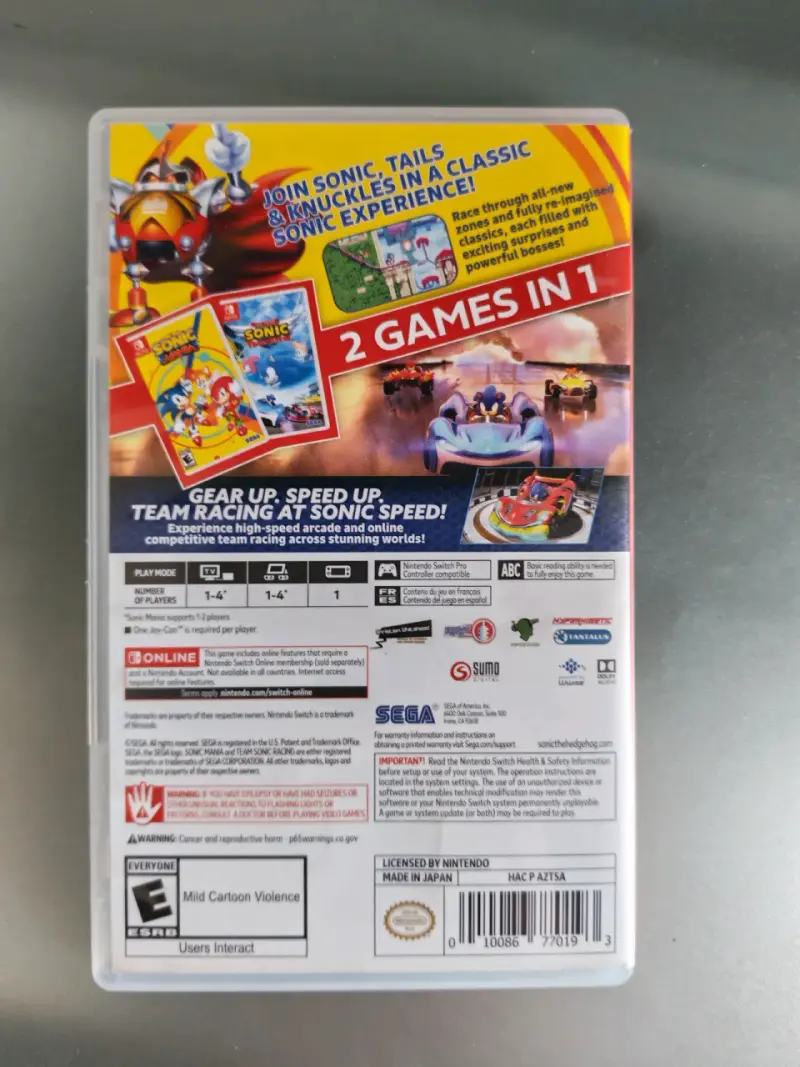 Pack 2 en 1 Sonic Mania y Sonic Racing N Switch - 2