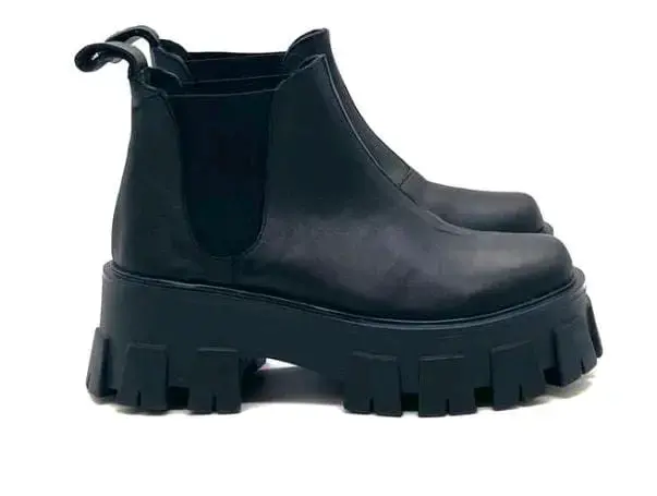 Botines negros de plataforma gruesa para mujer
