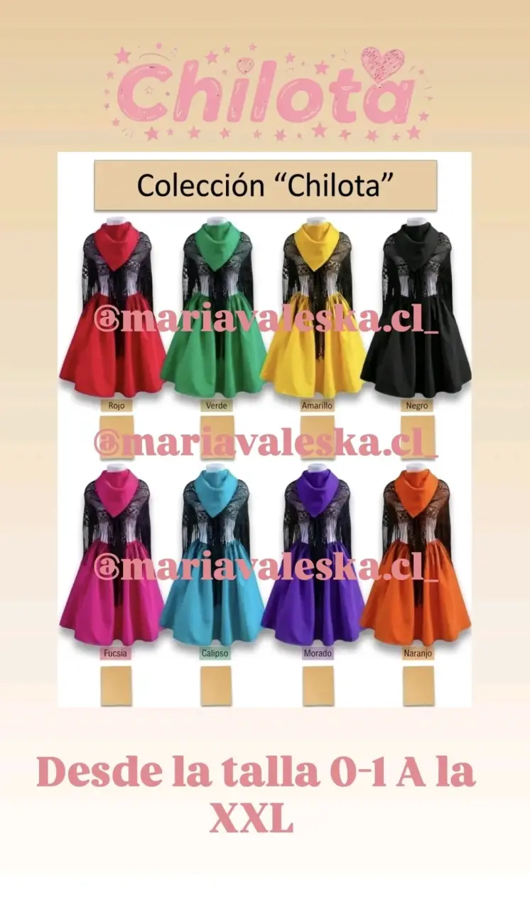 Traje Chilota en varios colores y tallas trajes tí