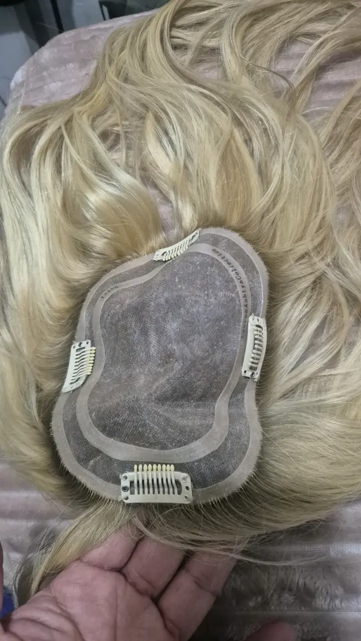 Toppee Postizo alopecia de cabello rubio con clips - 1