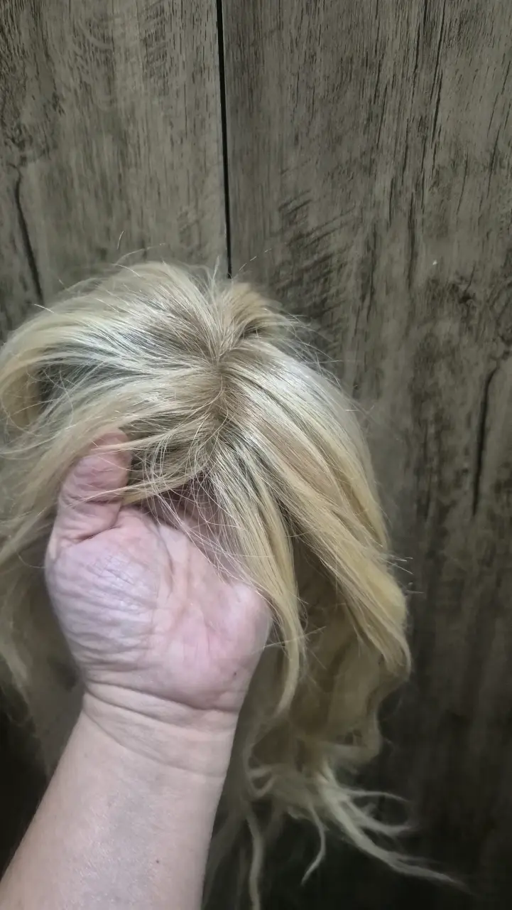 Toppee Postizo alopecia de cabello rubio con clips - 2