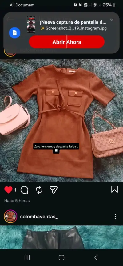 Vestido marrón elegante Zara talla L - miniatura 1