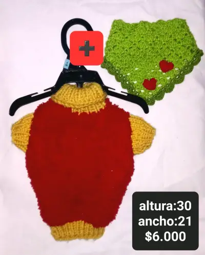 Suéter tejido para perro con pañuelo decorativo - miniatura 2