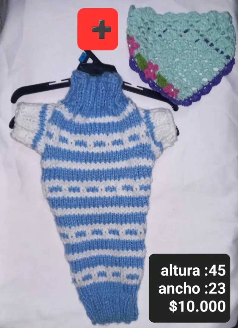 Suéter tejido para perro con pañuelo decorativo - 4