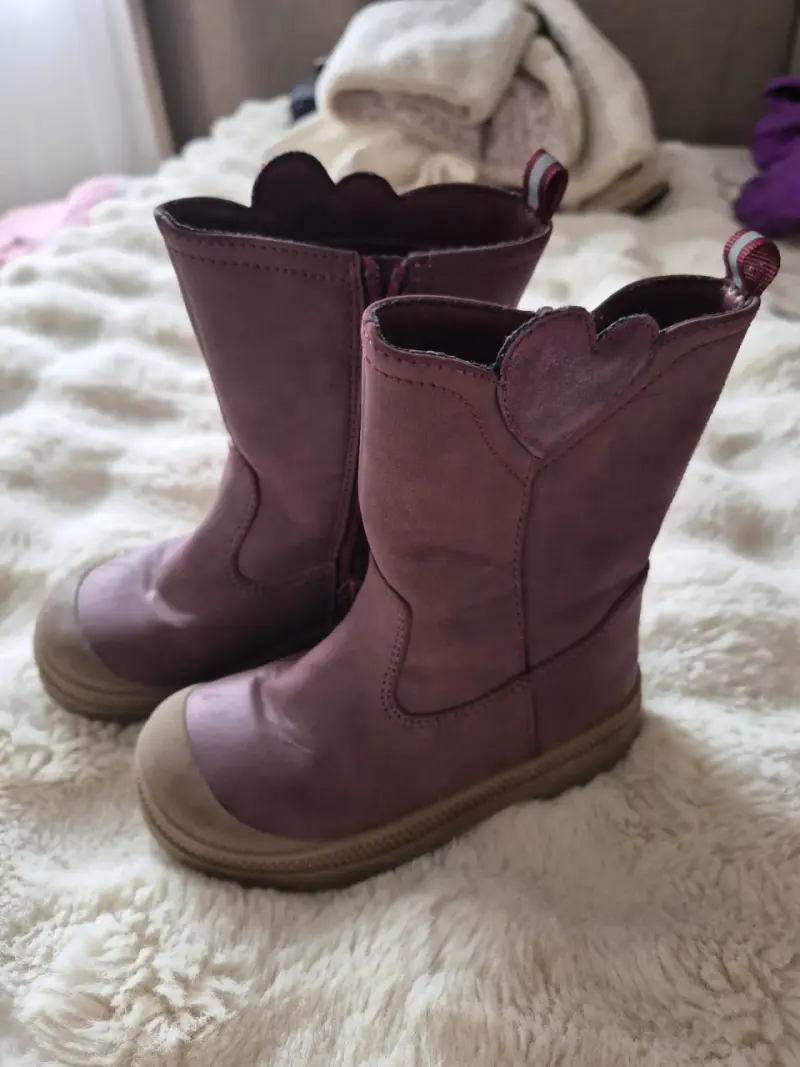 Botas de cuero para niña color burdeos - 1