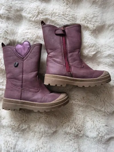 Botas de cuero para niña color burdeos - miniatura 2