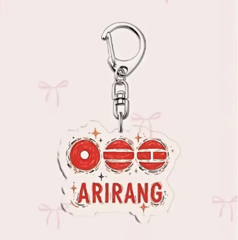 Llavero Arirang BTS de Acrílico con Diseño Rojo - 1