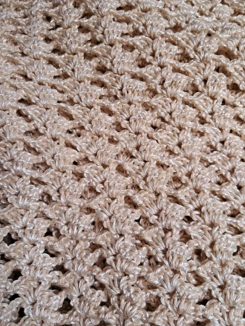 Polera larga tejido a crochet beige para mujer - 5